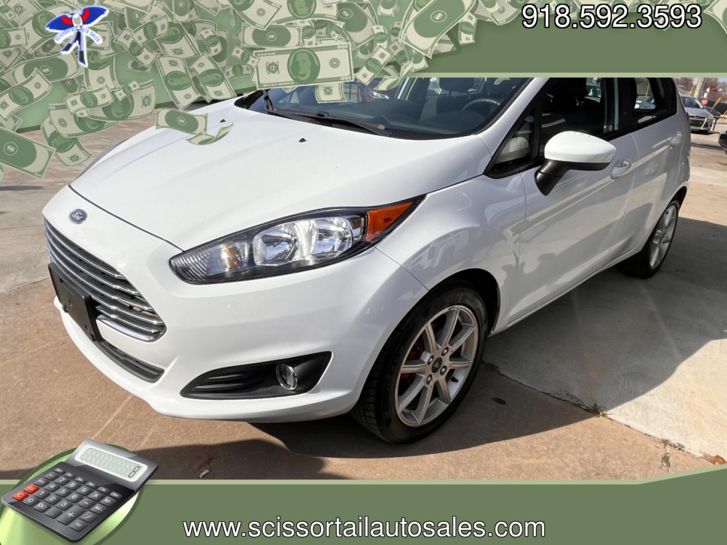 2019 WHITE FORD FIESTA SE SE Hatchback (3FADP4EJ2KM) with an 1.6L L4 DOHC 16V engine, located at 8101 E. Skelly Dr., Tulsa, OK, 74129, (918) 592-3593, 36.121891, -95.888802 - Photo#0